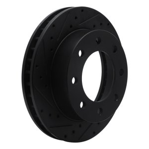 Cadillac DeVille Brake Rotor (1) - Front Left - R1 Concepts - Drilled & Slotted - Black - `99-`20